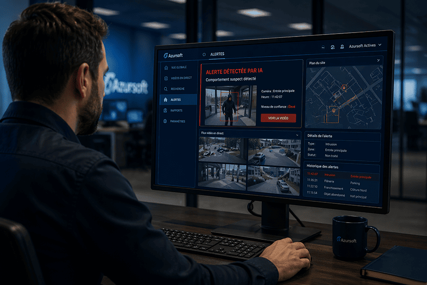 Centre de supervision avec analyse vidéo et IA